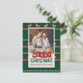 Familie Kerstkaart met Gebreide Trui Feestdagenkaart (Staand voorkant)