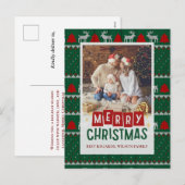 Familie Kerstkaart met Gebreide Trui Feestdagenkaart (Voorkant / Achterkant)