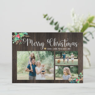 Familie kerstkaart met Holly