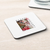 Familie Kerstkaart Moderne Script Vakantie Bier Onderzetter (Linkerzijde)