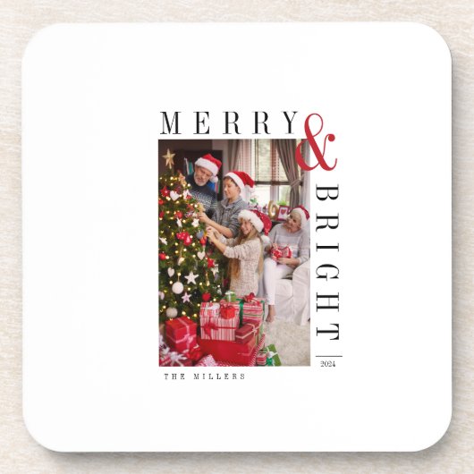 Familie Kerstkaart Moderne Script Vakantie Bier Onderzetter (Voorkant)