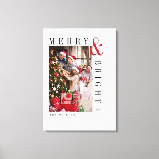 Familie Kerstkaart Moderne Script Vakantie Canvas Afdruk (Voorkant)