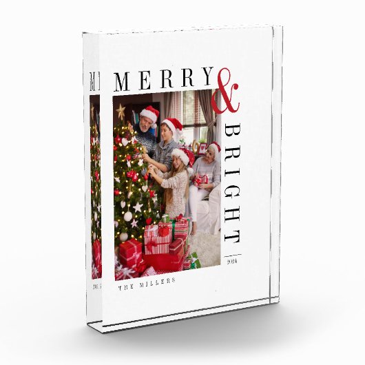 Familie Kerstkaart Moderne Script Vakantie Fotoblokken (Links)