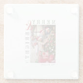 Familie Kerstkaart Moderne Script Vakantie Glazen Onderzetter (Achterkant)