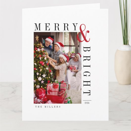 Familie Kerstkaart Moderne Script Vakantie Kaart (Voorkant)