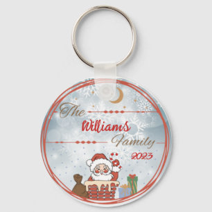 Familie Kerstman door de schoorsteen Sleutelhanger
