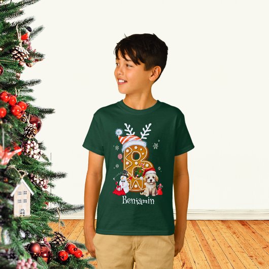 Familie Kerstman Gingerbread Letter Boy T-shirt