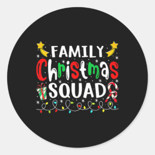 Familie Kerstman Hoed Crew Fun Vrouwen Mannen Paja Ronde Sticker