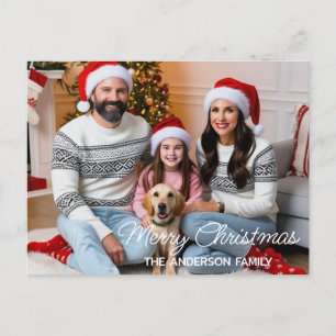 Familie Kerstman met Cadeaus Custom Photo Briefkaart