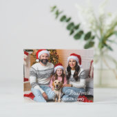 Familie Kerstman met Cadeaus Custom Photo Briefkaart (Staand voorkant)