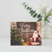 Familie Kerstman met Cadeaus Gepersonaliseerd Briefkaart (Staand voorkant)