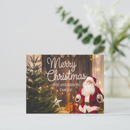 Familie Kerstman met Cadeaus Gepersonaliseerd Briefkaart (Staand voorkant)