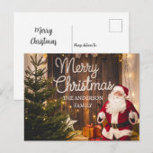 Familie Kerstman met Cadeaus Gepersonaliseerd Briefkaart (Voorkant / Achterkant)