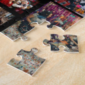 Familie Kerstmis 13 Fotocollage zwart Legpuzzel (Zijkant)
