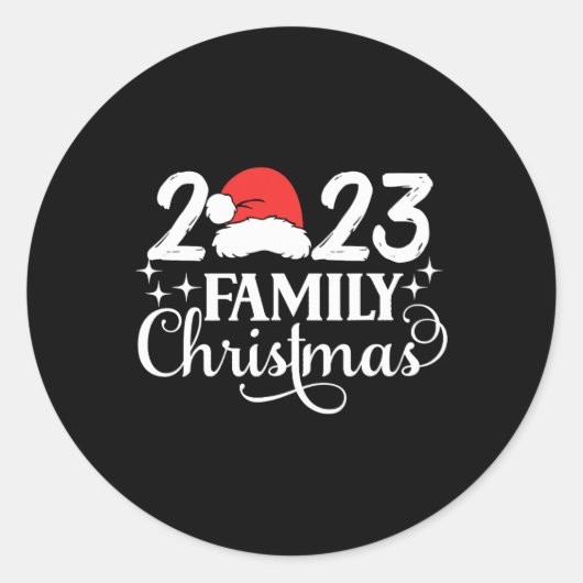 Familie Kerstmis 2023 Matching Squad Crew Santa Fu Ronde Sticker (Voorkant)