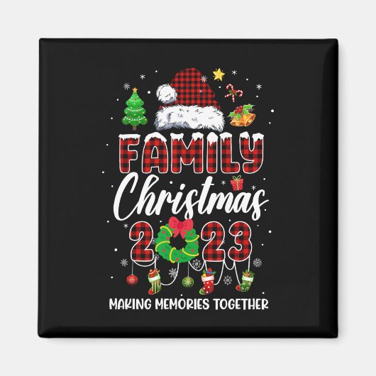 Familie Kerstmis 2023 Matching Squad Santa Elf Fun Magneet (Voorkant)