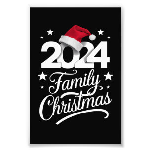 Familie Kerstmis 2024 Bijpassende Pajama Santa Foto Afdruk