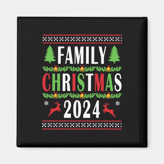Familie Kerstmis 2024 Grappige Bijpassende Kerstbo Magneet (Voorkant)