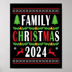 Familie Kerstmis 2024 Grappige Bijpassende Kerstbo Poster
