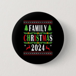 Familie Kerstmis 2024 Grappige Bijpassende Kerstbo Ronde Button 5,7 Cm