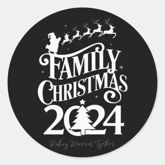 Familie Kerstmis 2024 Herinneringen Samen Matching Ronde Sticker (Voorkant)