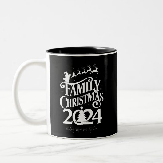 Familie Kerstmis 2024 Herinneringen Samen Matching Tweekleurige Koffiemok (Links)