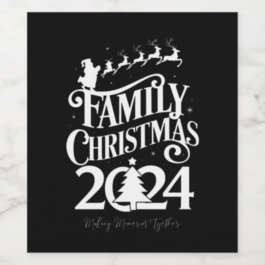 Familie Kerstmis 2024 Herinneringen Samen Matching Wijn Etiket (Enkel label)