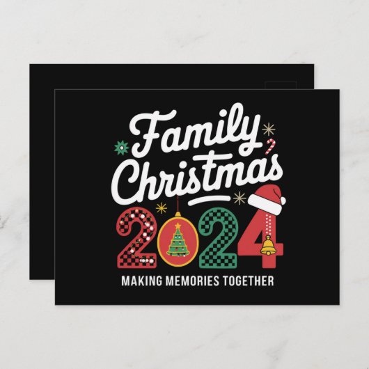 Familie Kerstmis 2024 Matching Outfit Xmas Squad Briefkaart (Voorkant / Achterkant)