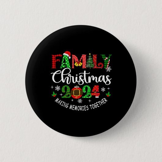 Familie Kerstmis 2024 Matching Outfit Xmas Squad S Ronde Button 5,7 Cm (Voorkant)
