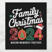 Familie Kerstmis 2024 Matching Outfit Xmas Squad Wijn Etiket (Enkel label)
