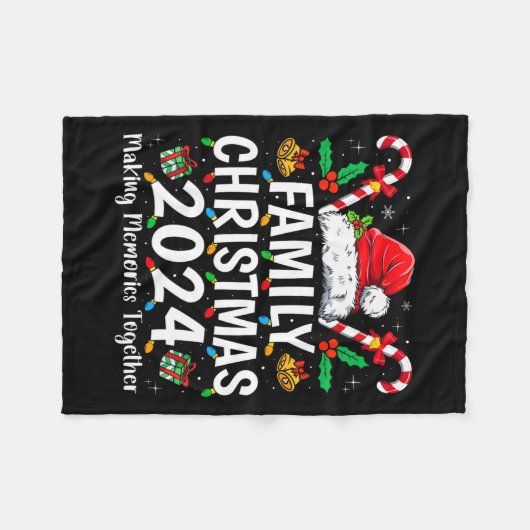 Familie Kerstmis 2024 Matching Squad Santa Elf Fun Fleece Deken (Voorkant (Horizontaal))