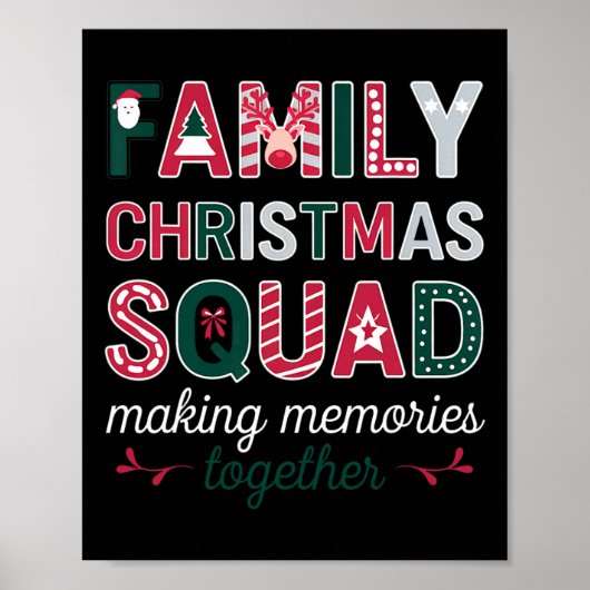 Familie Kerstmis 2024 Matching Squad Santa Elf Fun Poster (Voorkant)