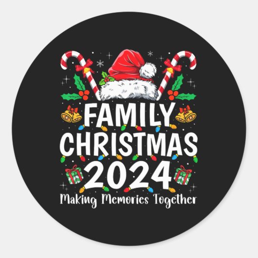 Familie Kerstmis 2024 Matching Squad Santa Elf Fun Ronde Sticker (Voorkant)