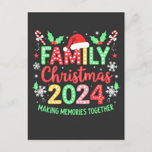 Familie Kerstmis 2024 Xmas Familie Matching Outfit Uitnodiging Briefkaart (Voorkant)