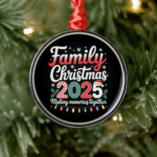 Familie Kerstmis 2025 Matching Outfit Xmas Squad Metalen Ornament