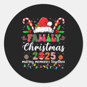 Familie Kerstmis 2025 Matching Santa T-shirt Kerst Ronde Sticker