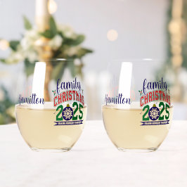 Familie Kerstmis 2025 Wijnglas Zonder Voet
