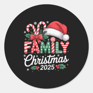 Familie Kerstmis 2025 Xmas Matching Pyjama Ronde Sticker