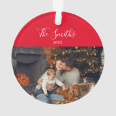 Familie Kerstmis 202X Persoonlijke foto Ornament (achterkant)