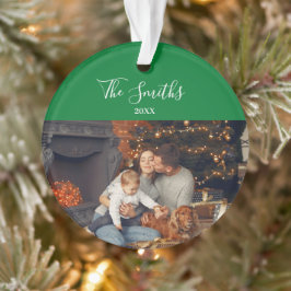 Familie Kerstmis 202X Persoonlijke foto-Ornament Ornament