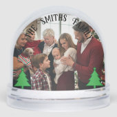 Familie Kerstmis - 2 foto's, naam gepersonaliseerd Sneeuwbol (Voorkant)