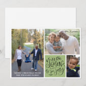 Familie Kerstmis 3 Foto collage Dit is het seizoen Feestdagenkaart (Voorkant / Achterkant)
