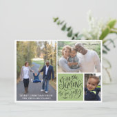 Familie Kerstmis 3 Foto collage Dit is het seizoen Feestdagenkaart (Staand voorkant)