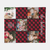 Familie Kerstmis 5 Fotocollage Custom Rood Plaid Fleece Deken (Voorkant (Horizontaal))