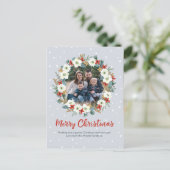 Familie Kerstmis bloemenkrans kaart briefkaart (Staand voorkant)