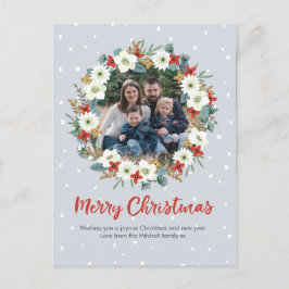Familie Kerstmis bloemenkrans kaart briefkaart