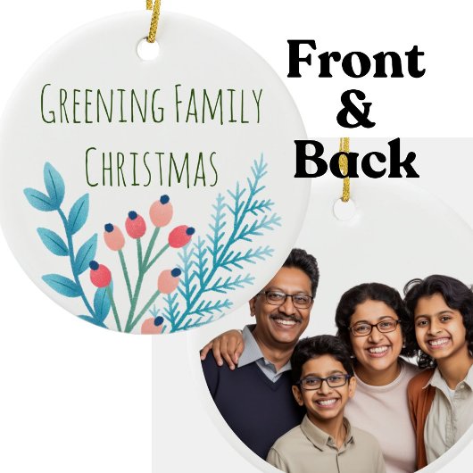 Familie Kerstmis boerderij rustieke foto Keramisch Ornament