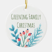 Familie Kerstmis boerderij rustieke foto Keramisch Ornament (Voorkant)