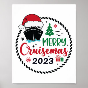Familie Kerstmis Cruise 2023 Vrolijk Cruisemas Xma Poster