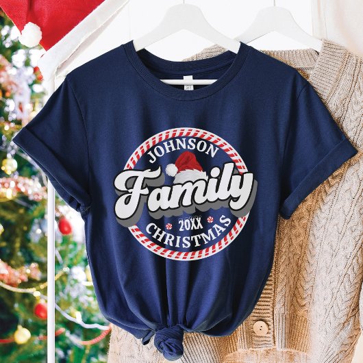 Familie Kerstmis Custom Naam Candy Cane Matching T-shirt